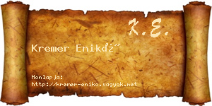 Kremer Enikő névjegykártya